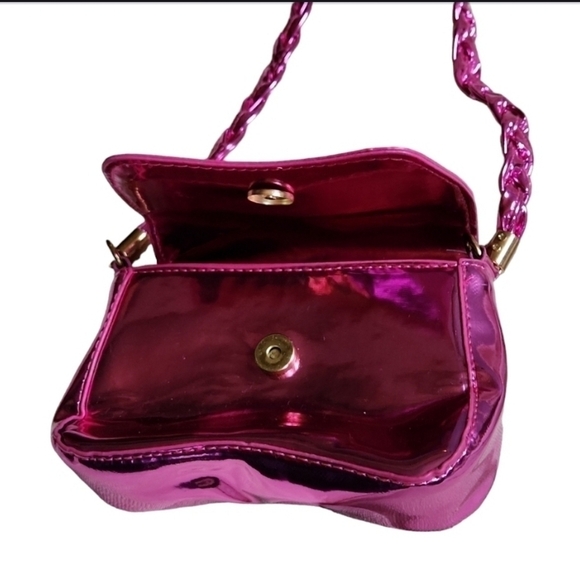 Pink Metallic Reflective Evening Bag Retro Purse - Picture 4 of 7